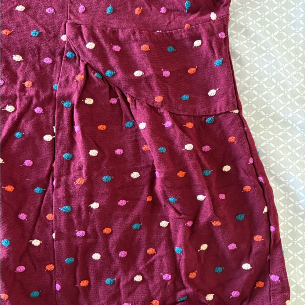 Large Maeve by Anthropologie Dottie Embroidered Blouse Burgundy Polka Dot - Picture 14 of 14